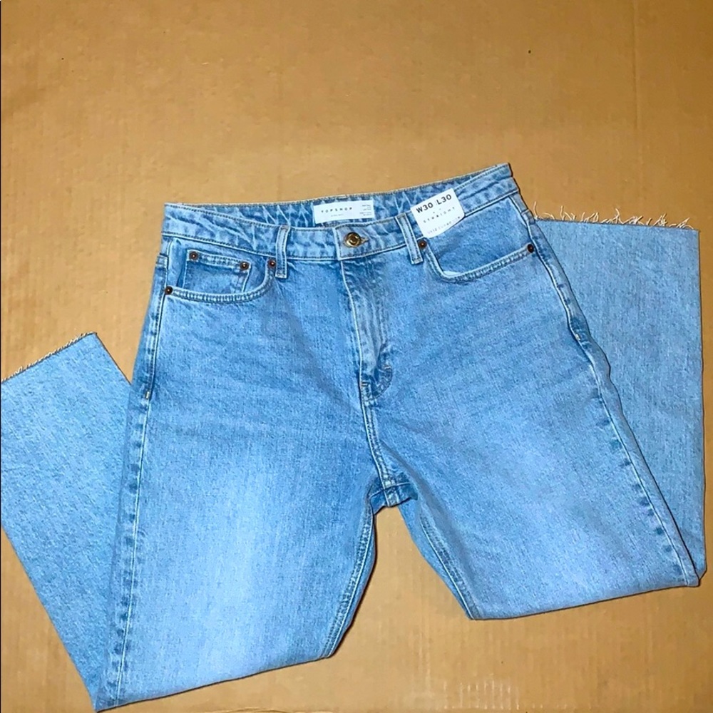 TopShop Straight Leg Cut Off Jeans